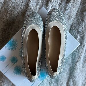 Stuart Weitzman Silver Glitter Flats